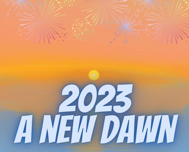 Fireworks over a sunrise