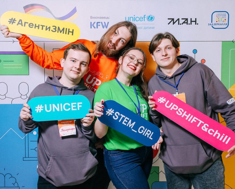 Volodymyr's team undergoing training from the UPSHIFT program