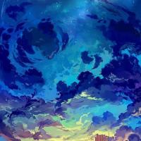 Painting of the sky ask dusk.