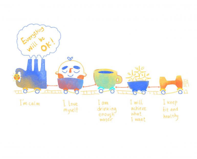 illustration mental health eveyrthing will be ok train 