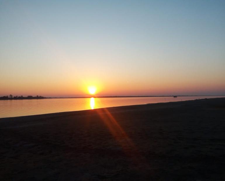 A beautiful sunset on the banks of the river Brahmaputra
