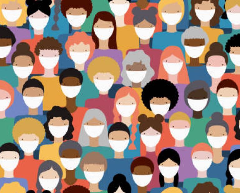 Women in pandemic illustration