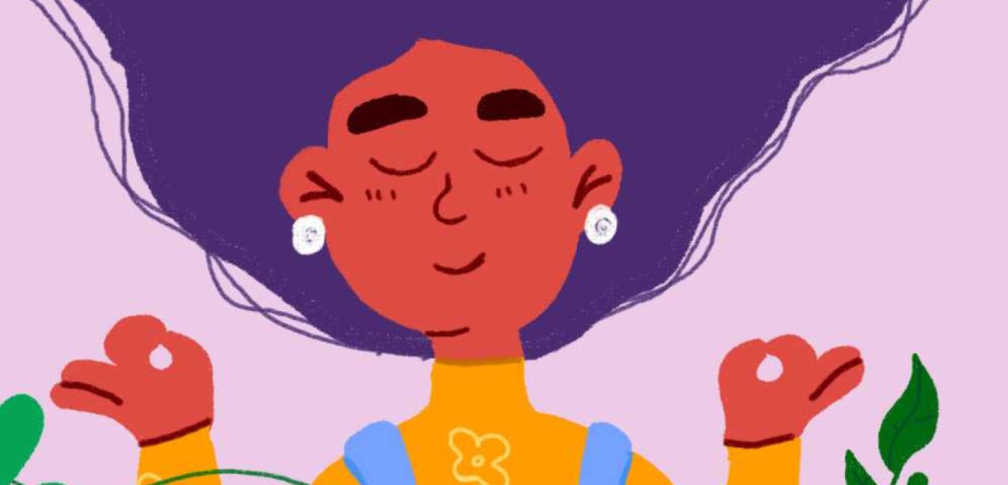 A girl with her eyes closed, thinking.