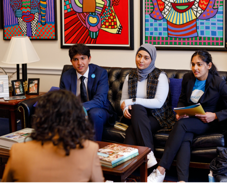 (From Left) Ayaan, Gheed, and Nikki at a Congressional Meeting at the White House 