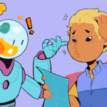 A robot working with a young person